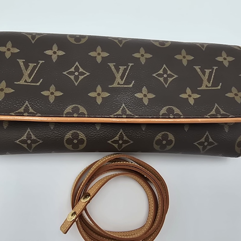 Louis Vuitton Brown Monogram Crossbody Bag with Elegant Leather Trim